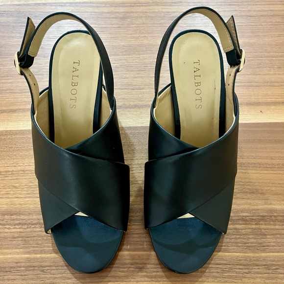 Talbots Amberley Slingback Wedge Sandal- Vachetta Black/Snake print - Picture 2 of 3